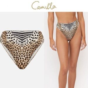 Camilla "For The Love Of Leo" Animal Print High-Waisted Bikini Bottom XS $199
